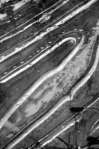 Black and white abstract of ice in the zone system